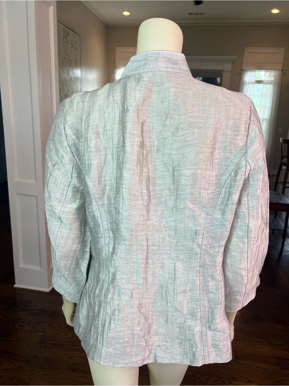 Chico's Silver-Gray Lace Front Open Jacket - Picture 5 of 14